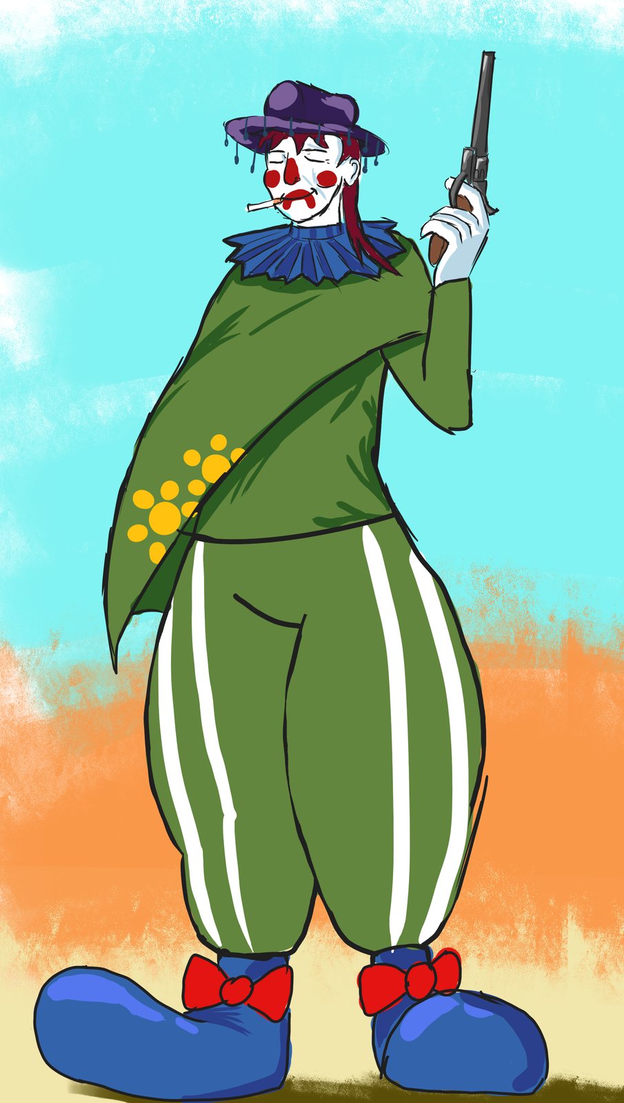Gunslinger clown character